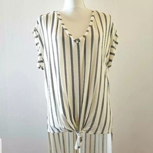 Lover Fire Striped Shirt Top White Black L